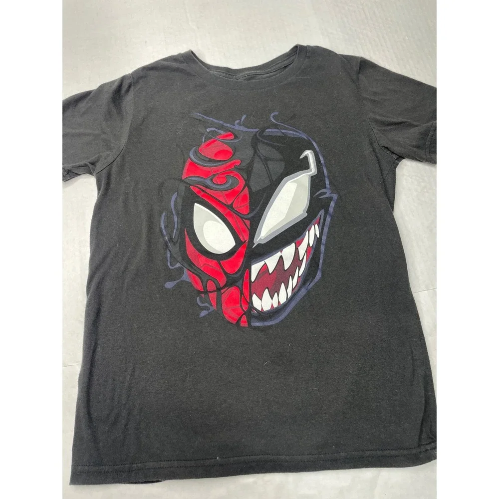 Marvel Spider-Man Venom Split Face Graphic T-Shirt Black Boys‎ Large LG